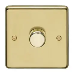 Eurolite Pb1Dled 1 Gang Led Push On Off 2Way Dimmer Round Edge Polished Brass Plate Matching Knob