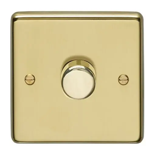 Eurolite Pb1Dled 1 Gang Led Push On Off 2Way Dimmer Round Edge Polished Brass Plate Matching Knob