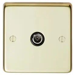 Eurolite Pb1Tvb 1 Gang Tv Coaxial Socket Round Edge Polished Brass Plate Black Interior