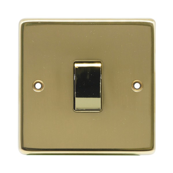 Eurolite Pb20Asw 1 Gang 20Amp Dp Switch Round Edge Polished Brass Plate Matching Rocker