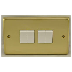 Eurolite Pb4Sw 4 Gang 10Amp 2Way Switch Round Edge Polished Brass Plate Matching Rockers