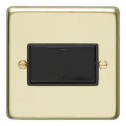 Eurolite Pbfswb 6Amp Fan Isolator Switch Round Edge Polished Brass Plate Black Rocker