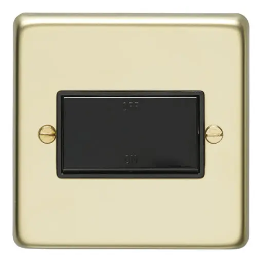 Eurolite Pbfswb 6Amp Fan Isolator Switch Round Edge Polished Brass Plate Black Rocker