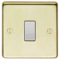 Eurolite Pb20Asww 1 Gang 20Amp Dp Switch Round Edge Polished Brass Plate White Rocker