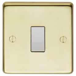Eurolite Pb20Asww 1 Gang 20Amp Dp Switch Round Edge Polished Brass Plate White Rocker