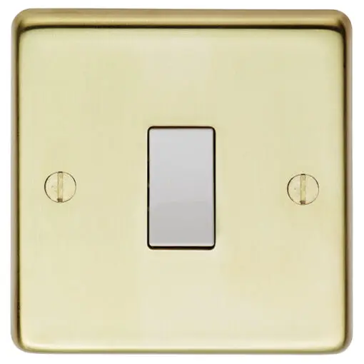 Eurolite Pb20Asww 1 Gang 20Amp Dp Switch Round Edge Polished Brass Plate White Rocker