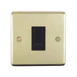Eurolite Pbuswfb 13Amp Unswitched Fuse Spur Round Edge Polished Brass Plate Black Interior