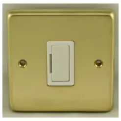 Eurolite Pbuswfw 13Amp Unswitched Fuse Spur Round Edge Polished Brass Plate White Interior
