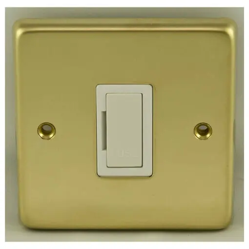 Eurolite Pbuswfw 13Amp Unswitched Fuse Spur Round Edge Polished Brass Plate White Interior