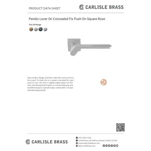 Carlisle Brass Pendio Door Handle On Concealed Square Rose - Matt Black EUL130MB