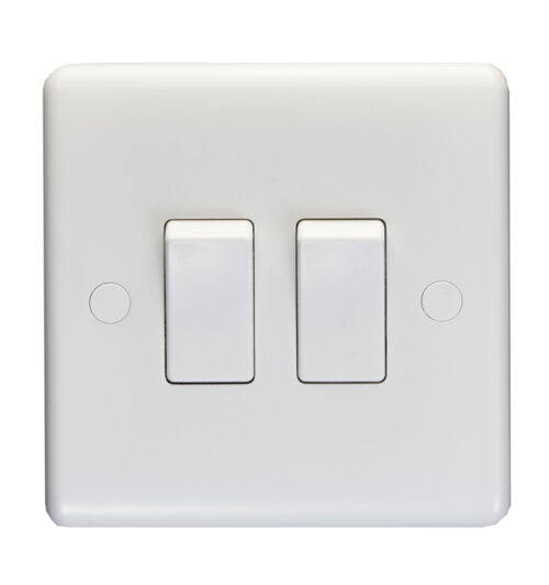 Eurolite Pl3022 Enhance White Plastic 10A 2 Gang 2 Way Switch