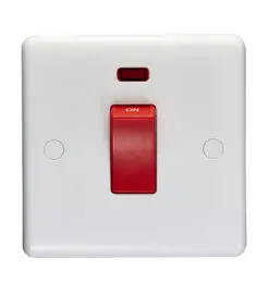 Eurolite Pl3271 Enhance White Plastic 45A Dp Switch With Neon Single Plate