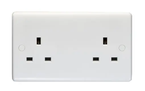 Eurolite Pl4040 Enhance White Plastic 13A 2 Gang Unswitched Socket