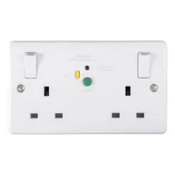 Eurolite Pl5023 13A 2 Gang Dp Rcd Switched Socket, Passive-30Ma Type A, White Plastic