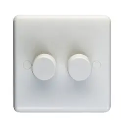 Eurolite Pl3504/22Led White Plastic 2 Gang 2 Way 400W/Led Dimmer Switch