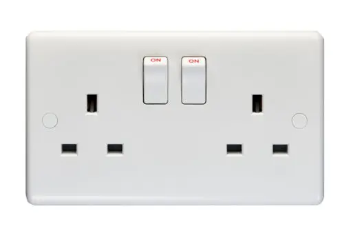 Eurolite Pl4060 Enhance White Plastic 13A 2 Gang Switched Socket Single Pole