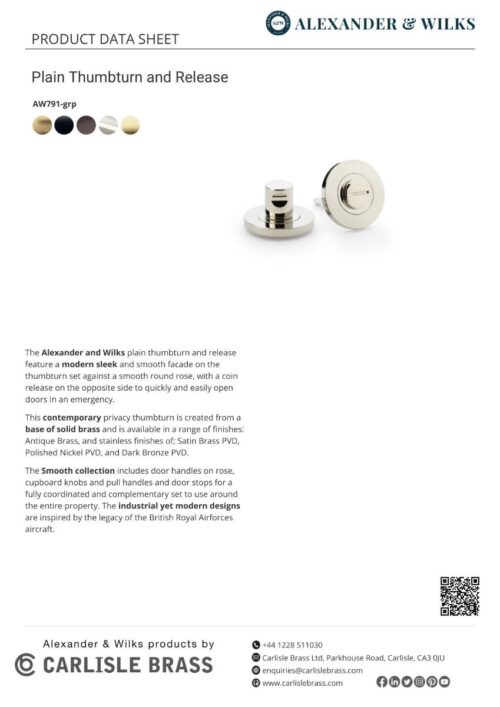 Alexander And Wilks Thumbtun & Release Plain On 50X6Mm Rose Matt Black AW791BL