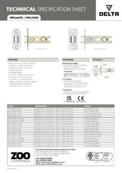 Zoo Hardware PRTL64FD-S-SSS Project Tubular Latch 64mm - UKCA/CE, Square Forend, Satin Stainless Steel