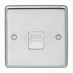 Eurolite Pss1Mw 1 Gang Master Telephone Socket Round Edge Polished Stainless Steel Plate White Interior