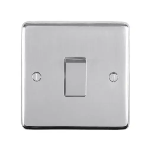 Eurolite Pss20Asw 1 Gang 20Amp Dp Switch Round Edge Polished Stainless Steel Plate Matching Rocker