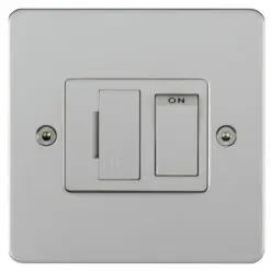 Eurolite Pssswfw 13Amp Dp Switched Fuse Spur Round Edge Polished Stainless Steel Plate White Rocker