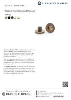 Alexander And Wilks Thumbtun & Release Reeded On 50X6Mm Rose Matt Black AW792BL
