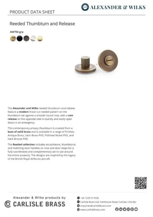 Alexander And Wilks Thumbtun & Release Reeded On 50X6Mm Rose Matt Black AW792BL