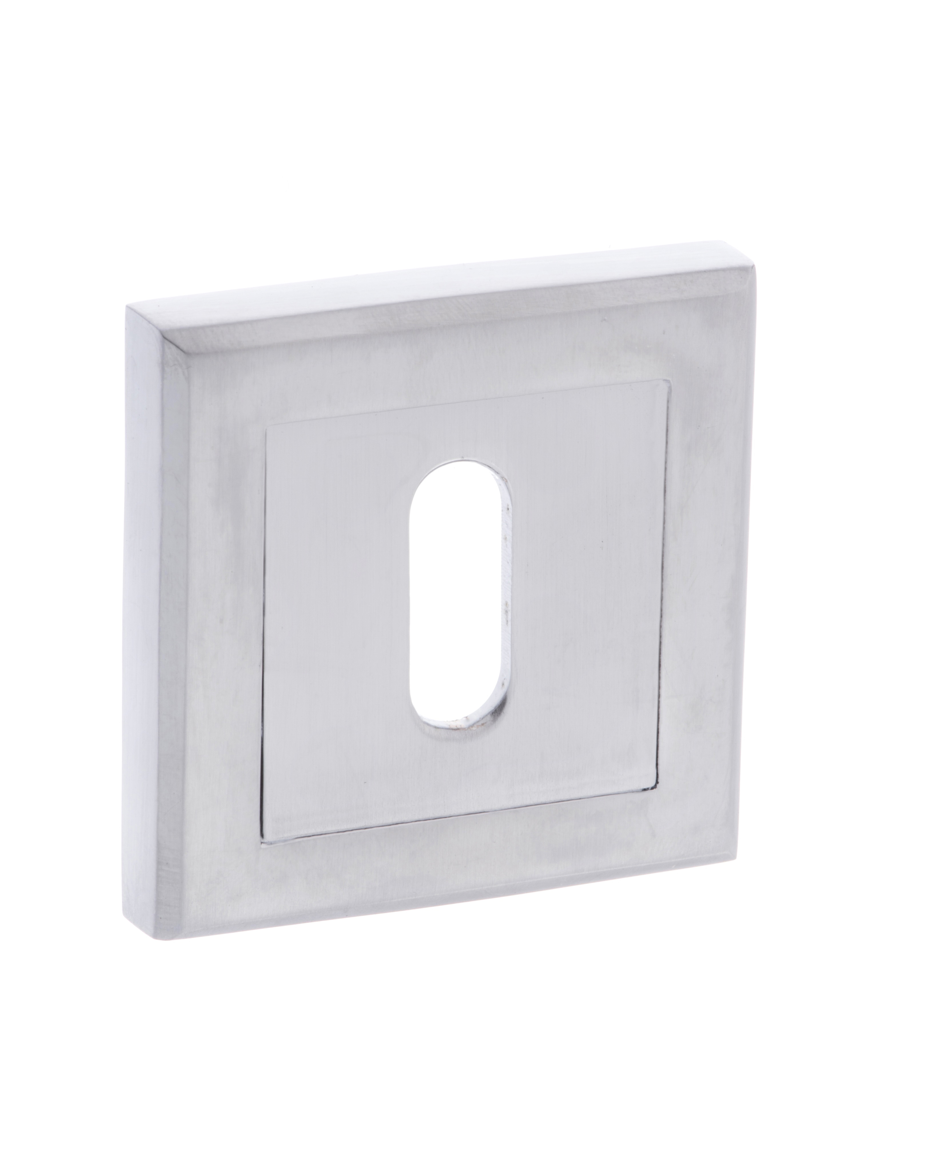 STATUS Key Escutcheon on Square Rose - Satin Chrome