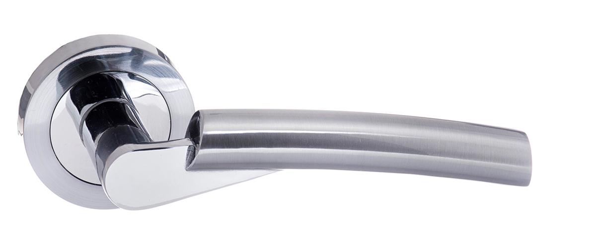 STATUS Florida Lever on Round Rose - Satin Chrome/Polished Chrome