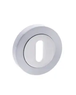 STATUS Key Escutcheon on Round Rose - Satin Chrome/Polished Chrome