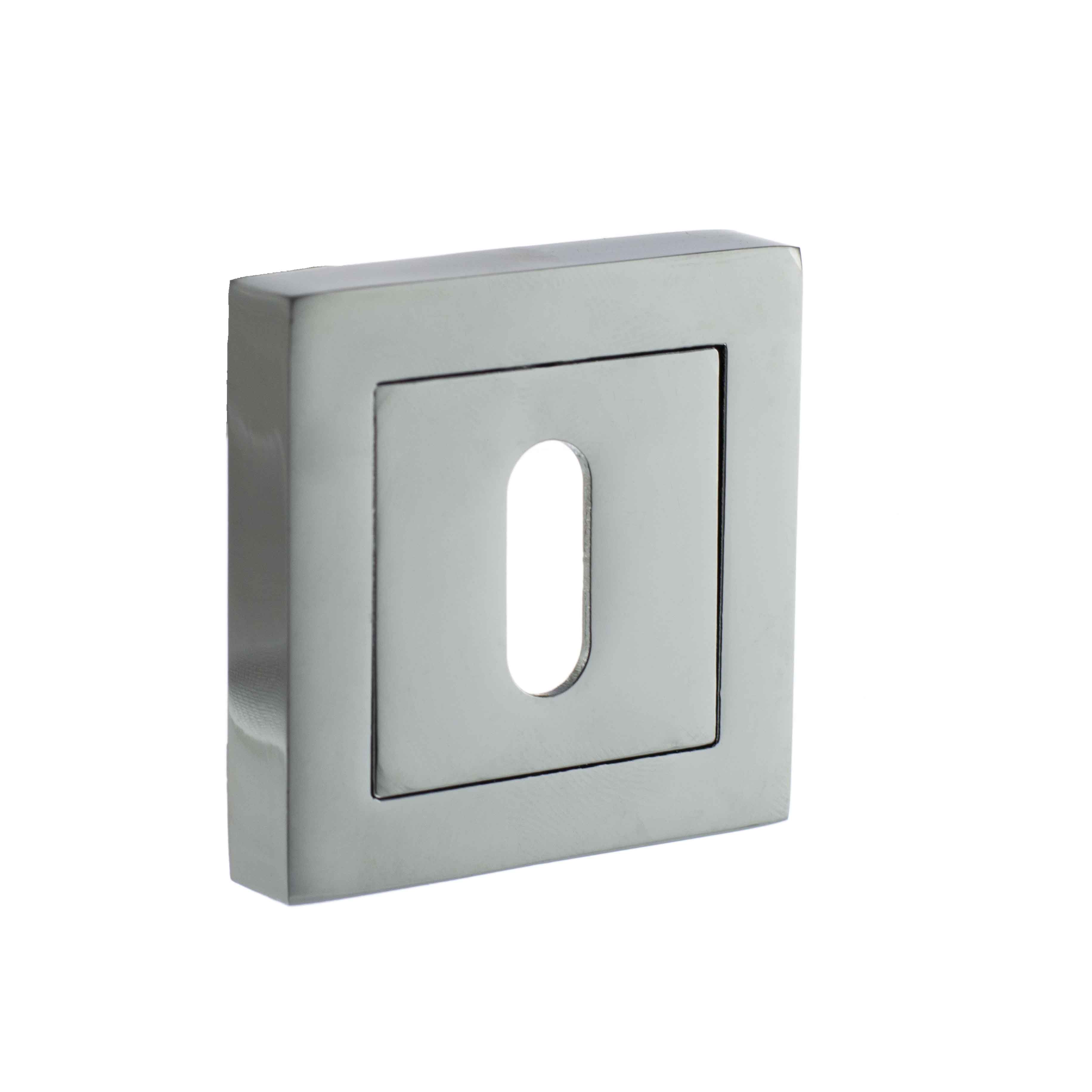 STATUS Key Escutcheon on S4 Square Rose - Polished Chrome