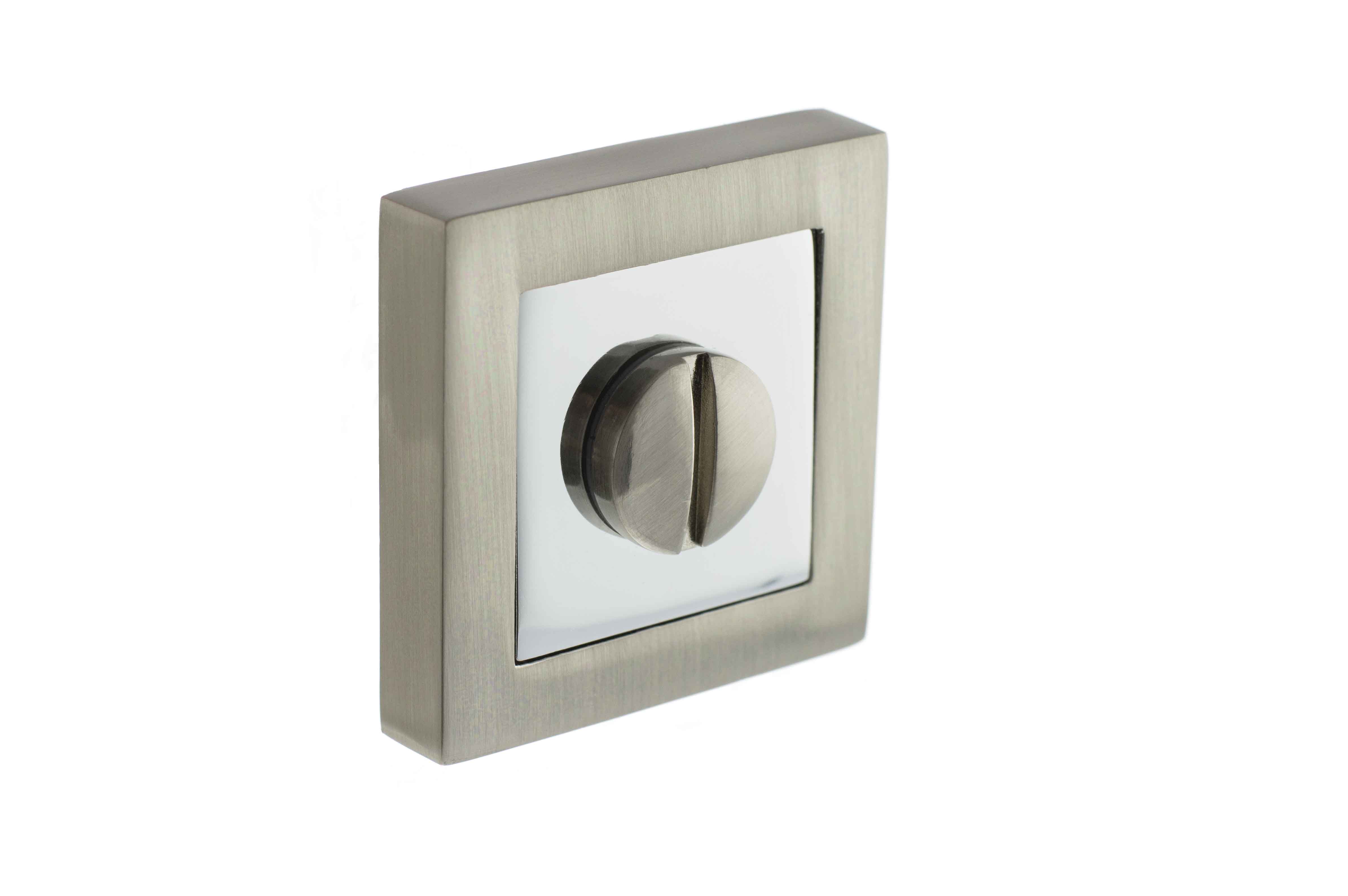 STATUS WC Turn and Release on S4 Square Rose - Satin Nickel/Polished Chrome