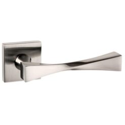 Senza Pari Guido Designer Lever on Flush Square Rose - Satin Nickel