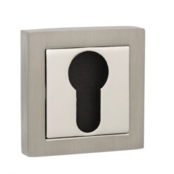 Senza Pari Euro Escutcheon on Square Rose - Satin Nickel/Polished Nickel