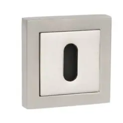 Senza Pari Key Escutcheon on Square Rose - Satin Nickel/Polished Nickel