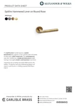 Alexander And Wilks Spitfire Lever Hammered On 50X6mm Rose Matt Black AW223BL