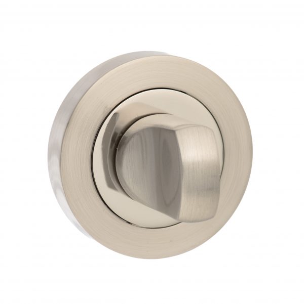 Senza Pari WC Turn and Release on Round Rose - Satin Nickel/Polished Nickel