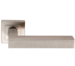 Eurospec Alvar Mitred Stainless Steel Door Handles - Satin Stainless Steel (Sold In Pairs)