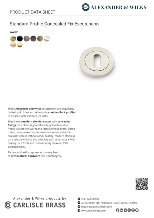 Alexander And Wilks Escutcheon Std Profile On 50X6Mm Rose Matt Black AW391BL