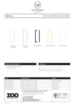 Zoo Hardware TDFPS-192-BN Square Block Cabinet handle 192mm CTC Brushed Nickel Finish