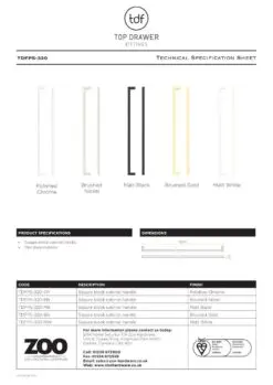Zoo Hardware TDFPS-320-MB Square Block Cabinet handle 320mm CTC Matt Black Finish