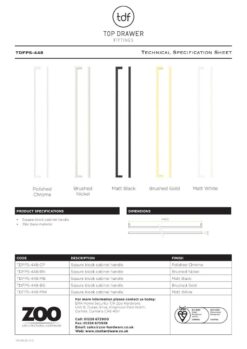 Zoo Hardware TDFPS-448-MW Square Block Cabinet handle 448mm CTC Matt White Finish