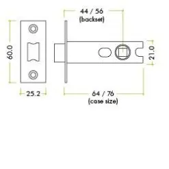 Zoo Hardware PRTL76FD-R-SSS Project Tubular Latch 76mm - UKCA/CE, Radius Forend, Satin Stainless Steel
