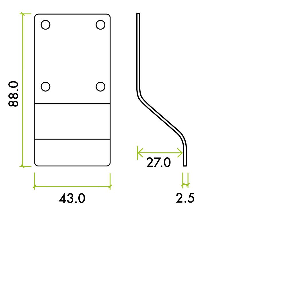 Zoo Hardware ZAS19-ETB Cylinder Latch Pull - Blank Profile - 88mm x 43mm - ETB