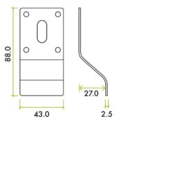 Zoo Hardware ZAS20-PCB Cylinder Latch Pull - Standard Profile - 88mm x 43mm - PCB