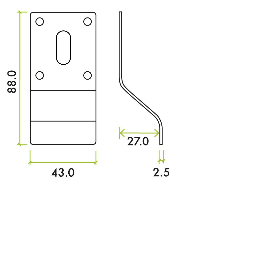 Zoo Hardware ZAS20-TRG Cylinder Latch Pull - Standard Profile - 88mm x 43mm - TRG