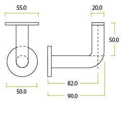 Zoo Hardware ZAS45-PVDSB Handrail Bracket - PVD Satin Brass