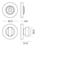 Zoo Hardware Turn and HEX Release with Indicator on 52mm rose- Push On Cover - 5mm spindle - Grade 304 ZCS004ISS-HEX