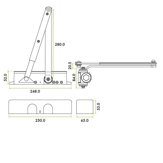 Zoo Hardware Size 2-4 Template Selectable Closer - Satin Stainless Steel - Complete with Semi Radius Cover & Flat Arm ZDC0024S-SS