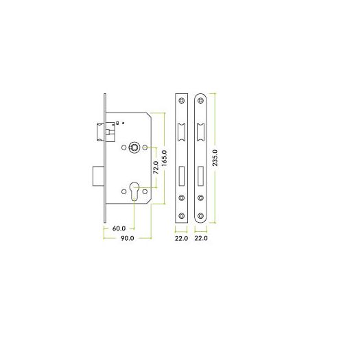 Zoo Hardware Mortice Escape Sashlock - 72mm Centres, 60mm Backset - Square Forend, Powder Coated Black ZDL7260ESC-S-PCB